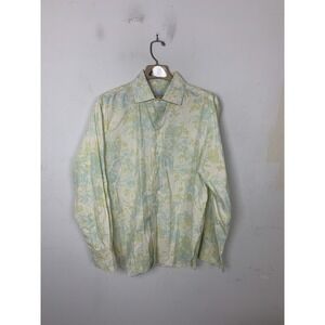 Seaplane Mens Shirt Small Floral Beachy Spring Easter Resort Button Up Yellow
